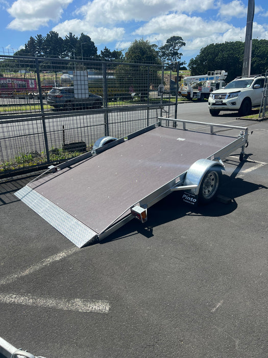 Trailer sits tilted for loading