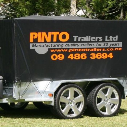 8x5 Unbraked Tandem, 900mm cage & cover (custom mag wheels) & toolbox